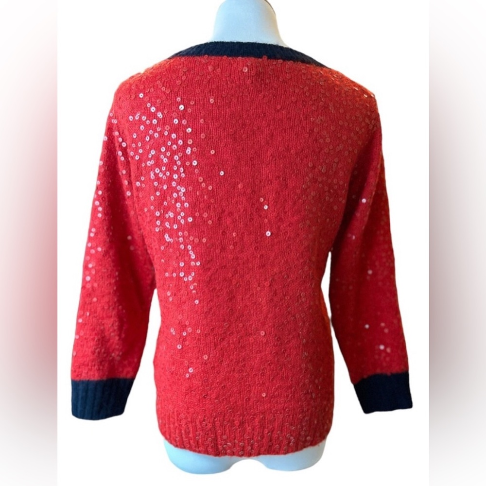 J CREW Red Scattered Sequin Pullover Sweater Mohair Wool Blend - Size XS - Picture 9 of 10